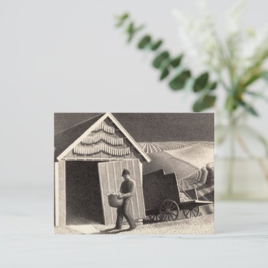 Zaadtijd en oogst door Grant Wood Feestdagenkaart (Staand voorkant)