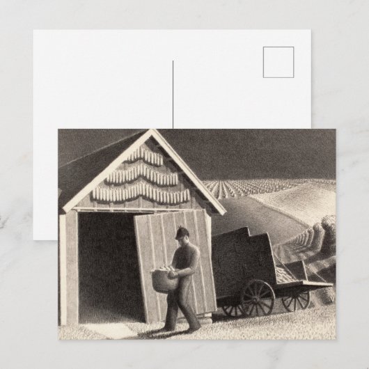 Zaadtijd en oogst door Grant Wood Feestdagenkaart (Voorkant / Achterkant)