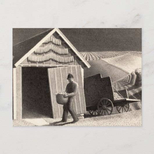 Zaadtijd en oogst door Grant Wood Feestdagenkaart (Voorkant)