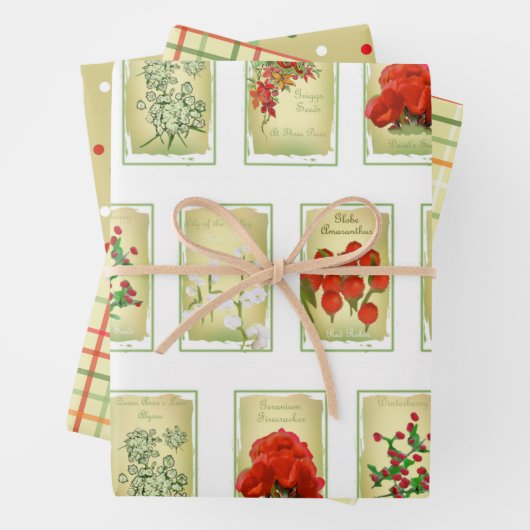 -zaadverpakkingen en gesorteerd inpakpapier vel (In situ)