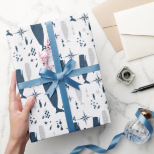 ZAADWALVIS WIT BLAUW MET TEXTUUR CADEAUPAPIER