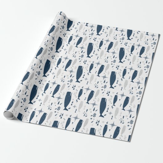 ZAADWALVIS WIT BLAUW MET TEXTUUR CADEAUPAPIER (Uitgerold)