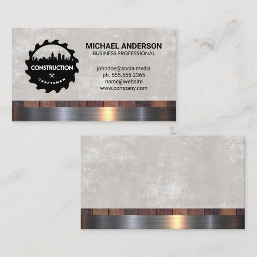 Zaag Hamer Logo | Bouwer Visitekaartje (Voorkant / Achterkant)