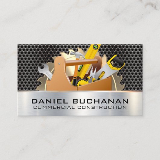 Zaag | Metalen Rooster | Timmergereedschapskoffer Visitekaartje (Voorkant)