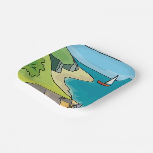 Zaaglandschap Papieren Bordje (Gebogen)