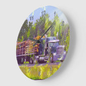 Zaagmolen houtkap vrachtwagen wandklok (Hoek)