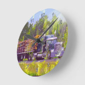 Zaagmolen houtkap vrachtwagen wandklok (Hoek)