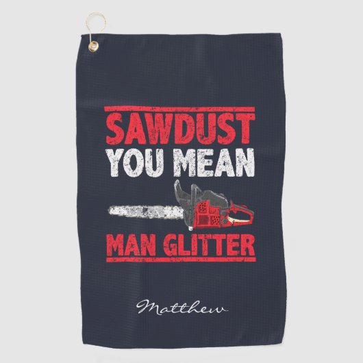 Zaagstof: Glitter Lumberjack met Man Golfhanddoek (Voorkant)