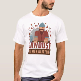 Zaagstof is Man glitter Funny Novelty Woodworking T-shirt