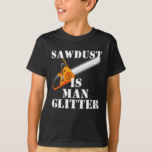 Zaagstof is Man glitter T-shirt (Voorkant)