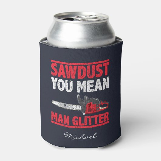 Zaagstof: Man glitter Typografie Blikjeskoeler (Blikje Voorkant)
