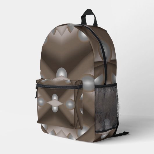 Zaagtand gerand concentrische aarde Toon Ombre Art Bedrukte Rugzak (Achterkant Hoek Rechts)