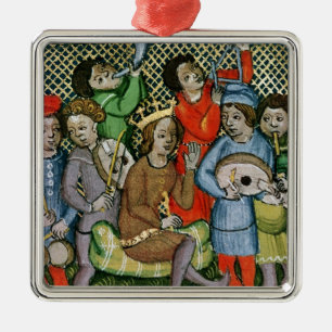 Zaaide menigte omringd door muzikanten metalen ornament