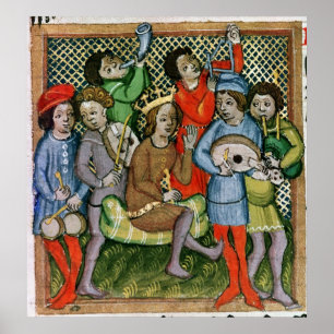 Zaaide menigte omringd door muzikanten poster