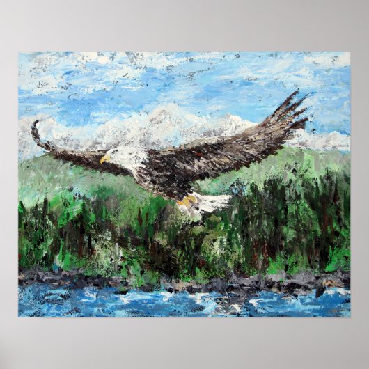 Zaaien op Eagles Wings - Bald Eagle Painting Poster (Voorkant)