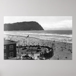 Zaaier, oregon Beach Scene uit luchtfoto Poster