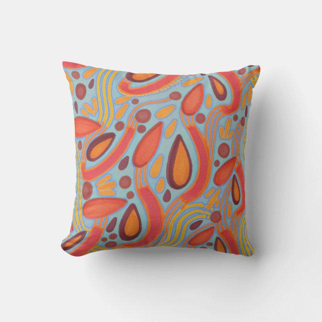 Zaaigoed Oranje en blauw Sierkussen (Voorkant)
