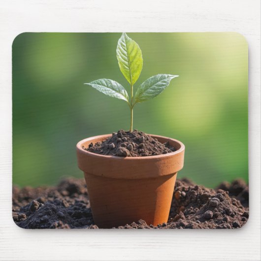 zaailing in terracotta pot muismat (Voorkant)