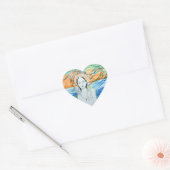 Zaaivogels (Waterverf, inkt) Hart Sticker (Envelop)