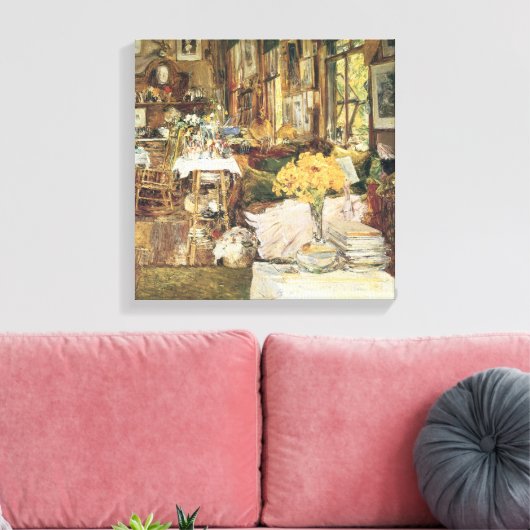 Zaal bloemen van Childe Hassam,  Kunst Canvas Afdruk (Insitu (Woonkamer))