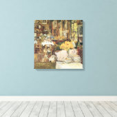 Zaal bloemen van Childe Hassam,  Kunst Canvas Afdruk (Insitu (Houten vloer))