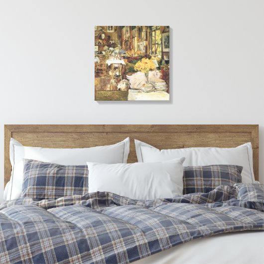 Zaal bloemen van Childe Hassam,  Kunst Canvas Afdruk (Insitu (Slaapkamer))