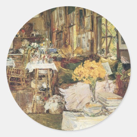 Zaal bloemen van Childe Hassam,  Kunst Ronde Sticker (Voorkant)
