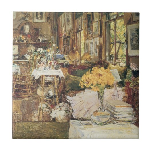 Zaal bloemen van Childe Hassam, Kunst Tegeltje (Voorkant)
