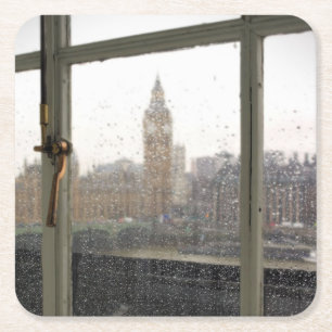 Zaal met een Uitzicht - Big Ben - London Onderzett Kartonnen Onderzetters