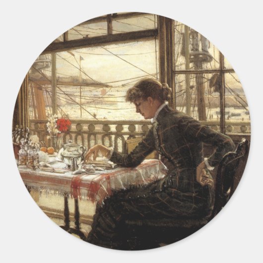 Zaal met een Uitzicht van de haven Ronde Sticker (Voorkant)