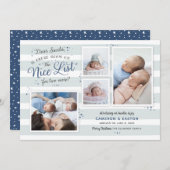 Zaal op de Nice List Twin Birth Announding Feestdagenkaart (Voorkant / Achterkant)