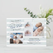 Zaal op de Nice List Twin Birth Announding Feestdagenkaart (Staand voorkant)