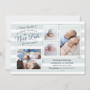 Zaal op de Nice List Twin Birth Announding Feestdagenkaart