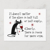 Zaal voor meer wijn Funny Quote met zwarte kat Briefkaart (Voorkant)