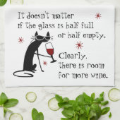Zaal voor meer wijn Funny Quote met zwarte kat Theedoek (Gevouwen)