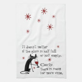 Zaal voor meer wijn Funny Quote met zwarte kat Theedoek (Verticaal)