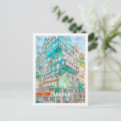 Zaandam Nederland Beroemde Reisplaats Waterverf Briefkaart (Staand voorkant)