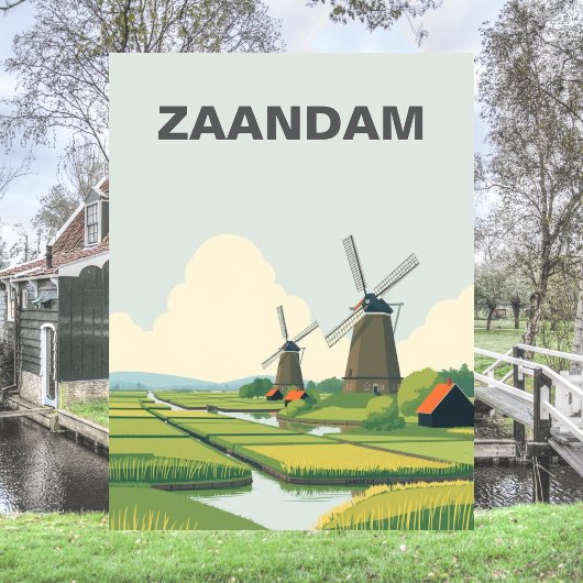 Zaandam, Nederland Windmolens Travel  Briefkaart