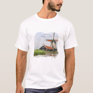Zaanse Schans Molen Aquarel Nederlands Erfgoed T-shirt