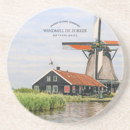 Zaanse Schans Molen Aquarel Nederlands Erfgoed Zandsteen Onderzetter