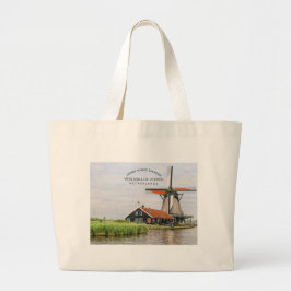 Zaanse Schans Molen Aquarel Nederlands Grote Tote Bag