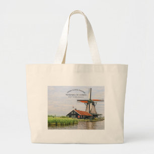 Zaanse Schans Molen Aquarel Nederlands Grote Tote Bag