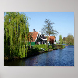 Zaanse Schans Nederlandse houtkaphuizen in groen e Poster