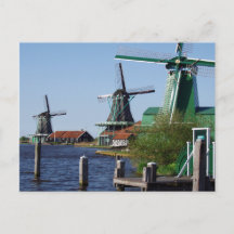 Zaanse Schans Nederlandse windmolens groen en wit