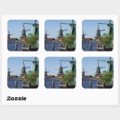 Zaanse Schans Nederlandse windmolens groen en wit Vierkante Sticker (Vel)