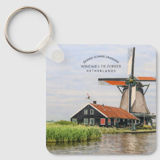 Zaanse Schans Windmill Watercolor Dutch Heritage Sleutelhanger