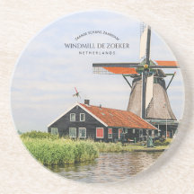 Zaanse Schans Windmill Watercolor Dutch Heritage