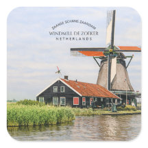 Zaanse Schans Windmolen Aquarel Nederlands Erfgoed