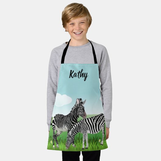 Zabra's personaliseren Afdrukken over Kinderen Schort (Gedragen)