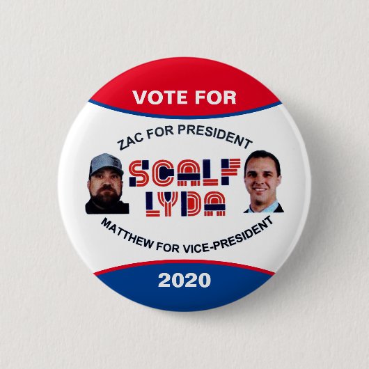 Zac Scalf voor President 2020 Ronde Button 5,7 Cm (Voorkant)